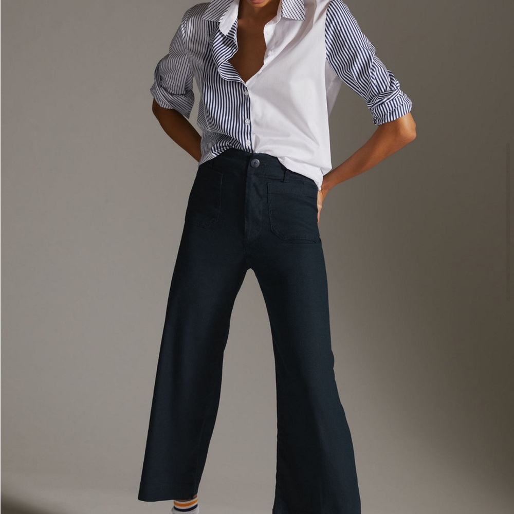 Maeve Colette Cropped Linen Wide-Leg Pant